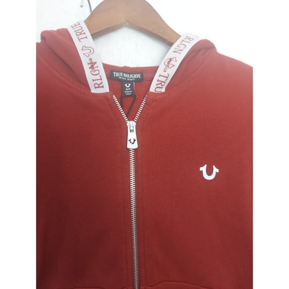 True Religion Track Suit Womens Sz M and S Burgundy Zip Up Retro Streetwear - Picture 2 of 15